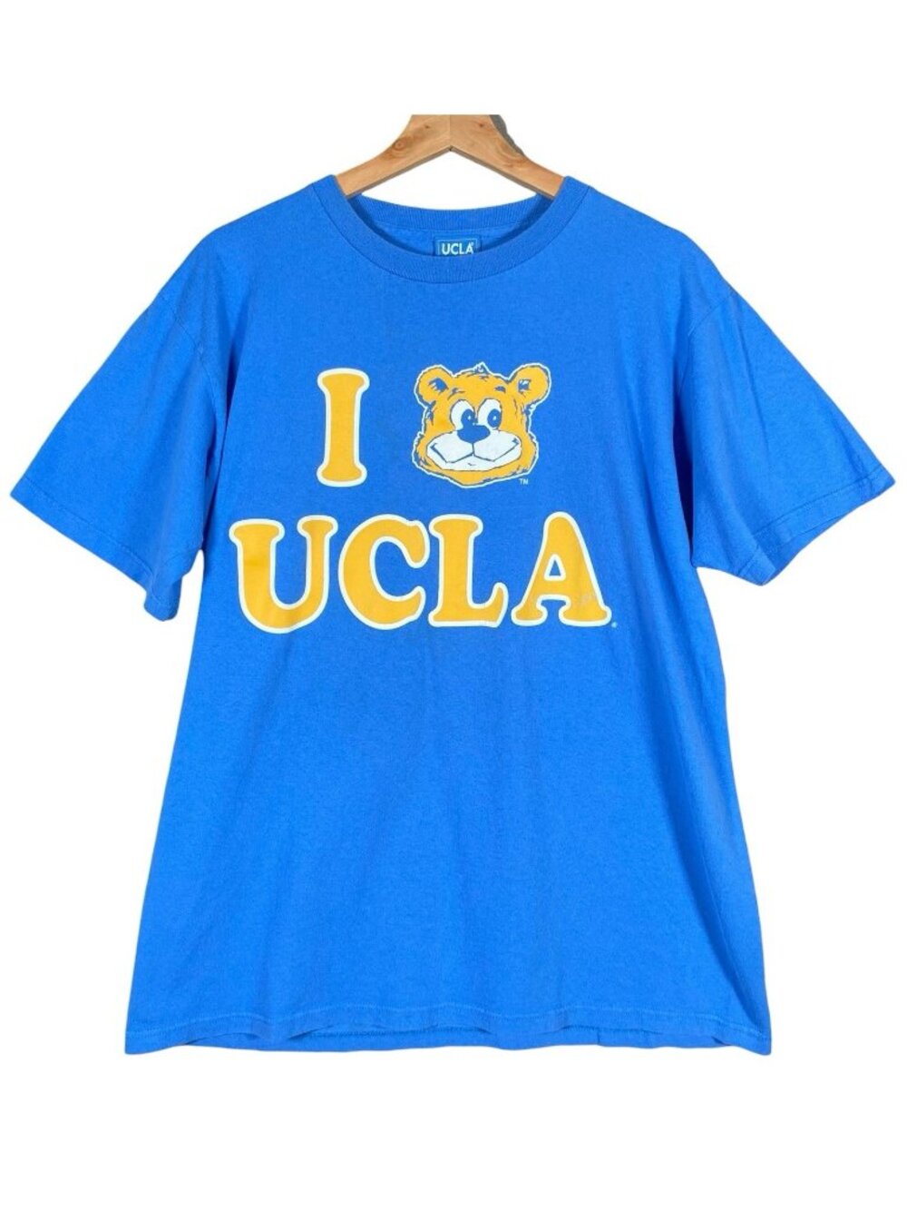 Vintage UCLA Bruins T Shirt Large Blue Bear Short Sleeve Tee Tubular USA Made